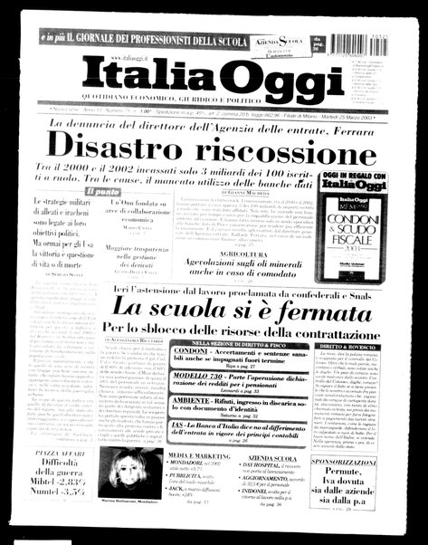 Italia oggi : quotidiano di economia finanza e politica